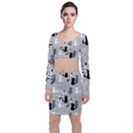 Cute Cat Seamless Pattern Top and Skirt Sets