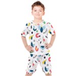 Vector Set Isolates With Cute Birds Scandinavian Style Kids  T-Shirt and Shorts Set