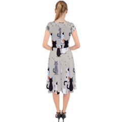 Cap Sleeve Front Wrap Midi Dress 