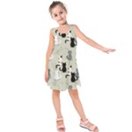 Cute Cat Seamless Pattern Kids  Sleeveless Dress