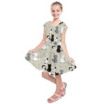 Cute Cat Seamless Pattern Kids  Short Sleeve Dress