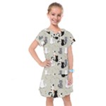 Cute Cat Seamless Pattern Kids  Drop Waist Dress