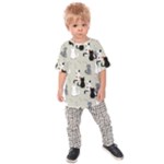 Cute Cat Seamless Pattern Kids  Raglan T-Shirt