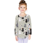 Cute Cat Seamless Pattern Kids  Long Sleeve T-Shirt