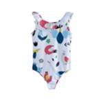 Vector Set Isolates With Cute Birds Scandinavian Style Kids  Frill Swimsuit
