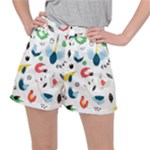 Vector Set Isolates With Cute Birds Scandinavian Style Women s Ripstop Shorts