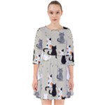 Cute Cat Seamless Pattern Smock Dress
