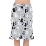 Cute Cat Seamless Pattern Short Mermaid Skirt