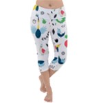 Vector Set Isolates With Cute Birds Scandinavian Style Lightweight Velour Capri Yoga Leggings