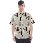 Cute Cat Seamless Pattern Men s Short Sleeve Shirt