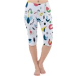 Vector Set Isolates With Cute Birds Scandinavian Style Lightweight Velour Cropped Yoga Leggings
