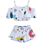 Vector Set Isolates With Cute Birds Scandinavian Style Kids  Off Shoulder Skirt Bikini