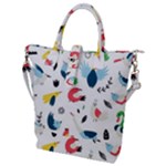 Vector Set Isolates With Cute Birds Scandinavian Style Buckle Top Tote Bag