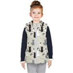 Cute Cat Seamless Pattern Kids  Hooded Puffer Vest