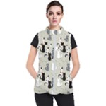 Cute Cat Seamless Pattern Women s Puffer Vest