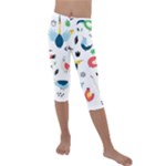 Vector Set Isolates With Cute Birds Scandinavian Style Kids  Lightweight Velour Capri Leggings 