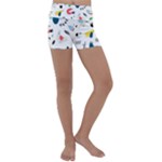 Vector Set Isolates With Cute Birds Scandinavian Style Kids  Lightweight Velour Yoga Shorts