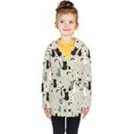Cute Cat Seamless Pattern Kids  Double Breasted Button Coat