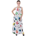 Vector Set Isolates With Cute Birds Scandinavian Style Empire Waist Velour Maxi Dress