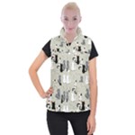 Cute Cat Seamless Pattern Women s Button Up Vest