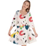 Vector Set Isolates With Cute Birds Scandinavian Style Velour Kimono Dress