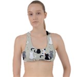 Cute Cat Seamless Pattern Criss Cross Racerback Sports Bra