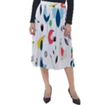 Vector Set Isolates With Cute Birds Scandinavian Style Classic Velour Midi Skirt 