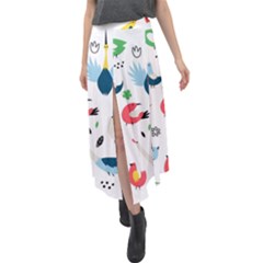 Velour Split Maxi Skirt 