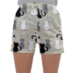 Cute Cat Seamless Pattern Sleepwear Shorts
