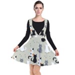 Cute Cat Seamless Pattern Plunge Pinafore Dress