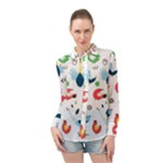 Vector Set Isolates With Cute Birds Scandinavian Style Long Sleeve Chiffon Shirt