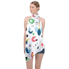 Halter Asymmetric Satin Top 