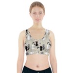 Cute Cat Seamless Pattern Sports Bra With Pocket