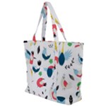 Vector Set Isolates With Cute Birds Scandinavian Style Zip Up Canvas Bag