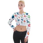 Vector Set Isolates With Cute Birds Scandinavian Style Long Sleeve Cropped Velvet Jacket