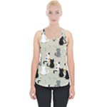 Cute Cat Seamless Pattern Piece Up Tank Top