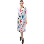 Vector Set Isolates With Cute Birds Scandinavian Style Ruffle End Midi Chiffon Dress
