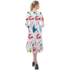 Ruffle End Midi Chiffon Dress 