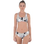 Cute Cat Seamless Pattern Criss Cross Bikini Set