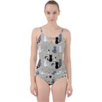Cute Cat Seamless Pattern Cut Out Top Tankini Set