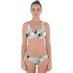 Cute Cat Seamless Pattern Cross Back Hipster Bikini Set