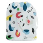 Vector Set Isolates With Cute Birds Scandinavian Style Drawstring Pouch (3XL)