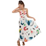 Vector Set Isolates With Cute Birds Scandinavian Style Backless Maxi Beach Dress