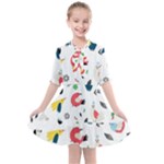 Vector Set Isolates With Cute Birds Scandinavian Style Kids  All Frills Chiffon Dress