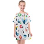 Vector Set Isolates With Cute Birds Scandinavian Style Kids  One Piece Chiffon Dress