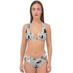Cute Cat Seamless Pattern Double Strap Halter Bikini Set