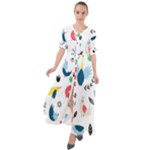 Vector Set Isolates With Cute Birds Scandinavian Style Waist Tie Boho Maxi Dress