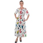 Vector Set Isolates With Cute Birds Scandinavian Style Shoulder Straps Boho Maxi Dress 