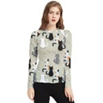 Cute Cat Seamless Pattern Women s Long Sleeve Rash Guard