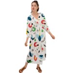Vector Set Isolates With Cute Birds Scandinavian Style Grecian Style  Maxi Dress
